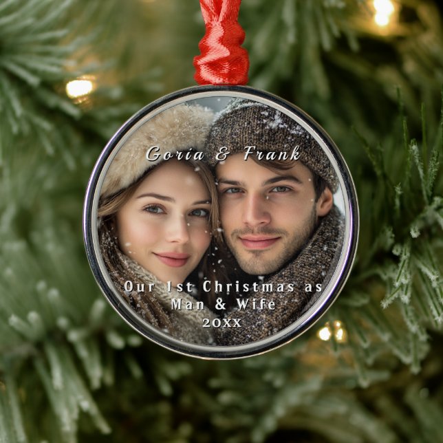 Ornamento De Metal Nossa Primeira Foto Pessoal de Natal (Árvore)
