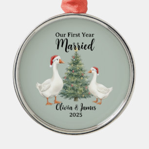 Ornamento De Metal Nosso Primeiro Ano de Casamento Ganso Natal Person