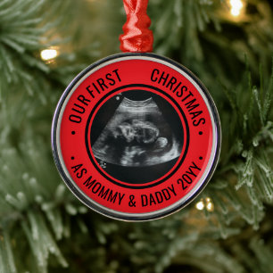 Ornamento De Metal Nosso Primeiro Natal como Pais Ultrassom