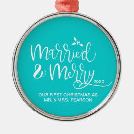 Ornamento De Metal Nosso primeiro Natal de Feliz casada