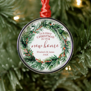 Ornamento De Metal Nosso Primeiro Natal Em Nossa Nova Casa Coroa