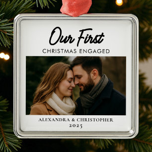 Ornamento De Metal Nosso Primeiro Natal Envolveu Moderno Minimalista