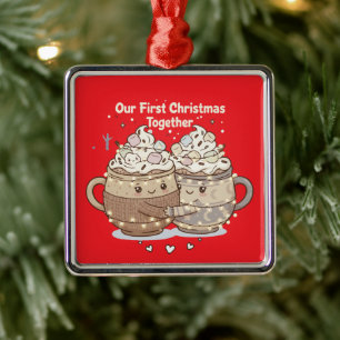 Ornamento De Metal Nosso Primeiro Natal Juntos   Casal Bonito Kawaii