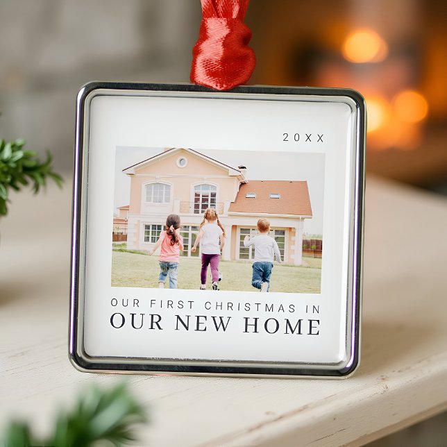 Ornamento De Metal Nosso Primeiro Natal Na Nossa Nova Chic Moderna Ca (Criador carregado)