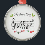 Ornamento De Metal Nota musical de natalino<br><div class="desc">Canção de pássaros cantando música de natal</div>