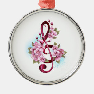 Ornamento De Metal Notas de clave de trecho musical com flores de Sak