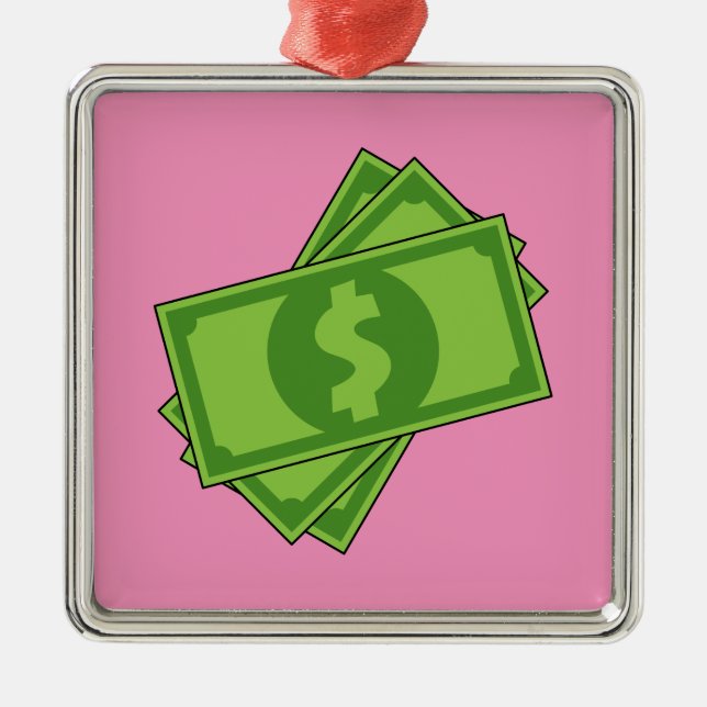 Ornamento De Metal Notas de Dinheiro do Cartoon (Frente)