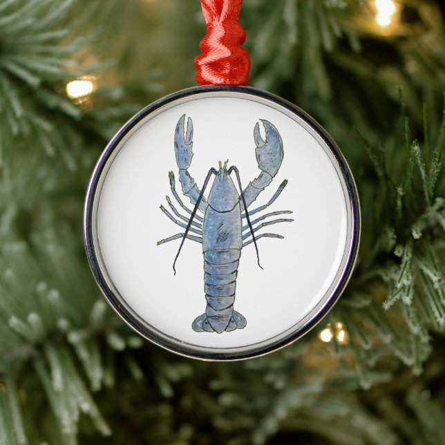 Ornamento De Metal Nova Inglaterra Blue Lobster Metal Ornament (Árvore)