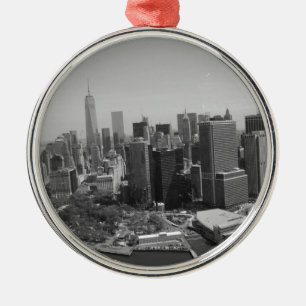 Ornamento De Metal Nova Iorque Branco preto - Skyline