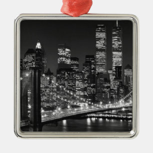 Ornamento De Metal Nova Iorque Preto e Branco