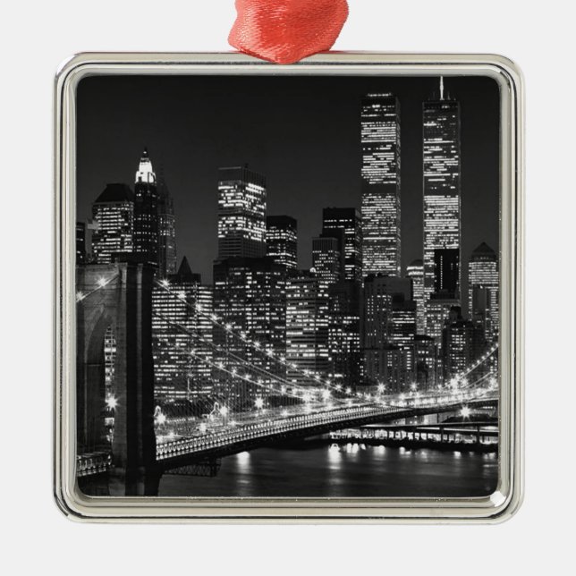 Ornamento De Metal Nova Iorque Preto e Branco (Frente)