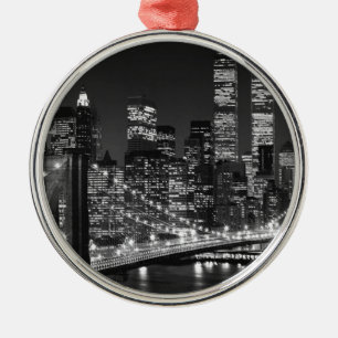 Ornamento De Metal Nova Iorque Preto e Branco