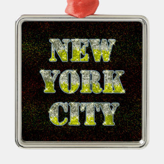 Ornamento De Metal Nova Iorque Silver Dourados Brilhos