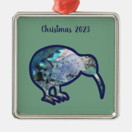 ORNAMENTO DE METAL NOVA ZEALAND KIWI BIRD PAUA COR NATAL PERSONALIZAD