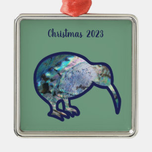 ORNAMENTO DE METAL NOVA ZEALAND KIWI BIRD PAUA COR NATAL PERSONALIZAD