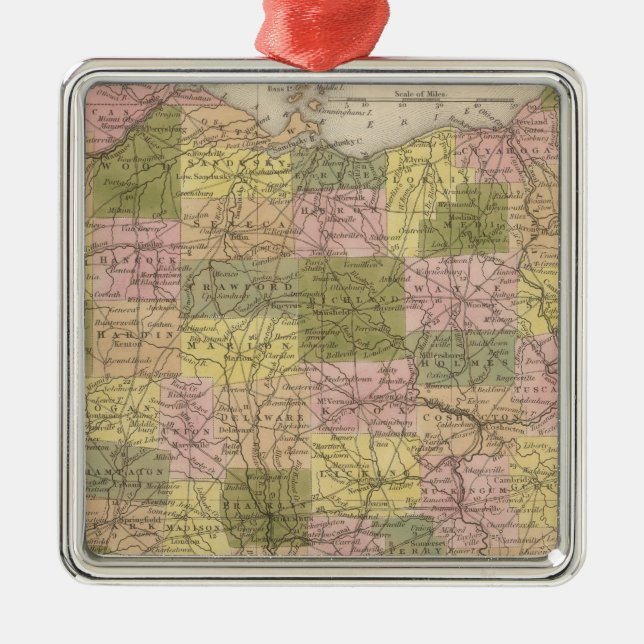 Ornamento De Metal Novo Mapa De Ohio (Frente)