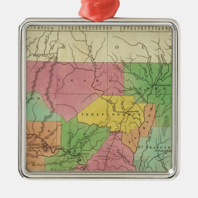 Ornamento De Metal Novo Mapa Do Arkansas 2 (Frente)