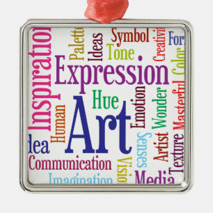 Ornamento De Metal Nuvem da palavra da arte e da inspiração de pessoa