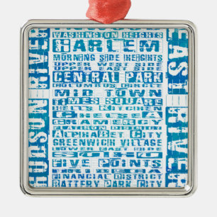 Ornamento De Metal NYC Neighborods Blue