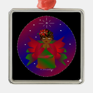 Ornamento De Metal O Anjo do Natal ao redor do mundo em preto IV