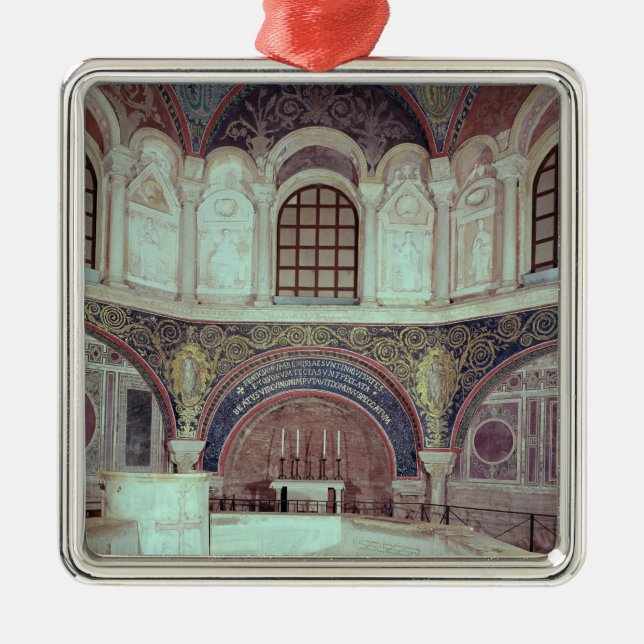 Ornamento De Metal O apse com a pia batismal baptismal (Frente)