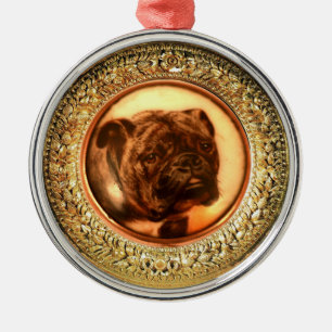 Ornamento De Metal O CACHORRO DA MINIATURA RETRATA O Buldogue