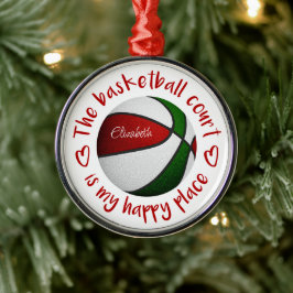 Ornamento De Metal o campo de basquete é meu lugar feliz