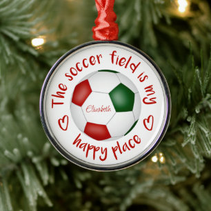 Ornamento De Metal o campo de futebol é o meu lugar feliz