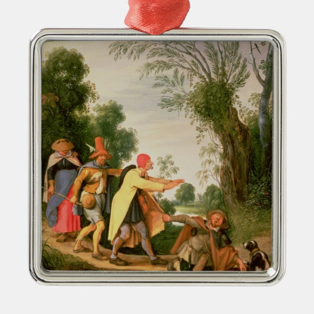 Ornamento De Metal O cego conduzindo as cortinas (Frente)