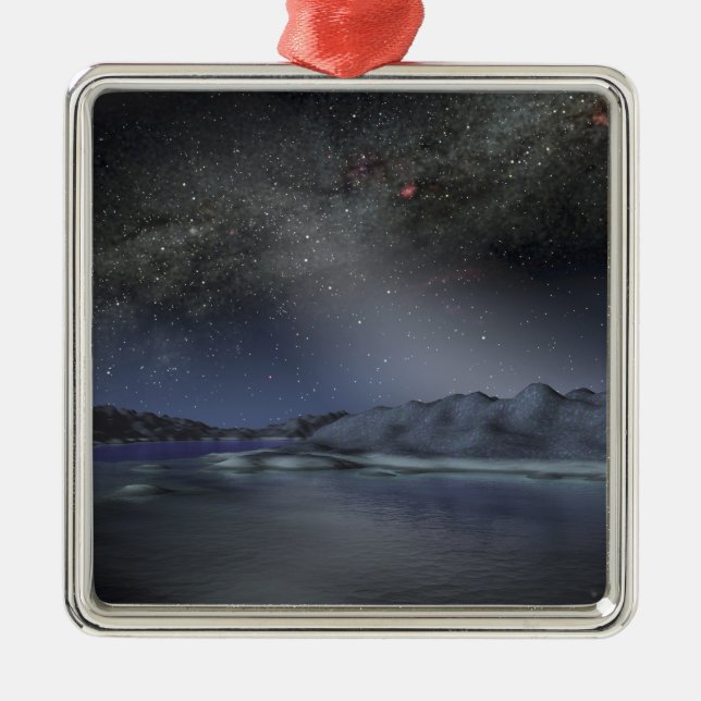 Ornamento De Metal O céu noturno de um hipotético planeta alienígena  (Frente)