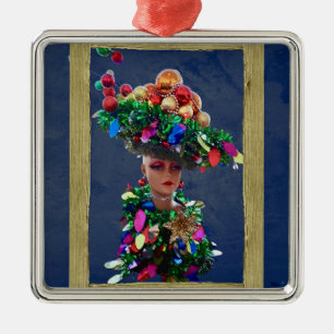 Ornamento De Metal O Chapéu do Grande Derby de Natal com Bolas Colori