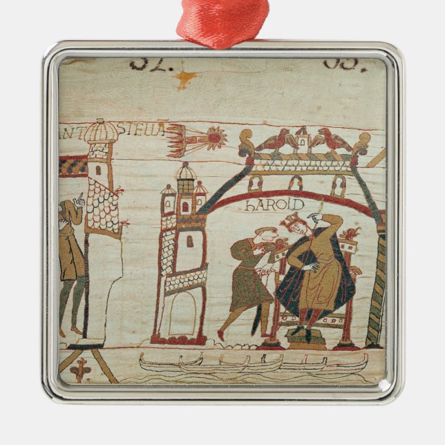 Ornamento De Metal O cometa e o Harold de Halley que recebem más (Frente)