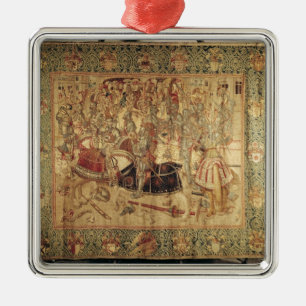 Ornamento De Metal O competiam, tapeçaria vertical do tear