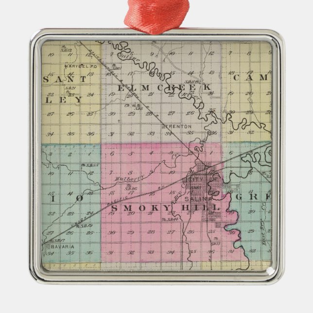 Ornamento De Metal O Condado de Saline, Kansas (Frente)