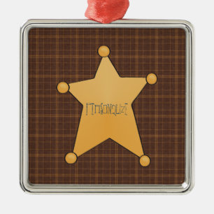 Ornamento De Metal O crachá do xerife dourado da estrela