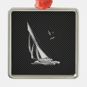 Ornamento De Metal O cromo gosta do veleiro na fibra do carbono