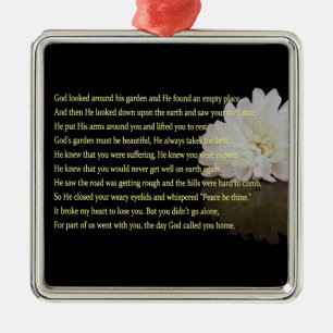 Ornamento De Metal O deus do dia chamou-o quadrado da flor home &