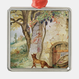 Ornamento De Metal O Fox e as uvas, ilustração para