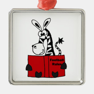 Ornamento De Metal O futebol engraçado da leitura da zebra ordena o