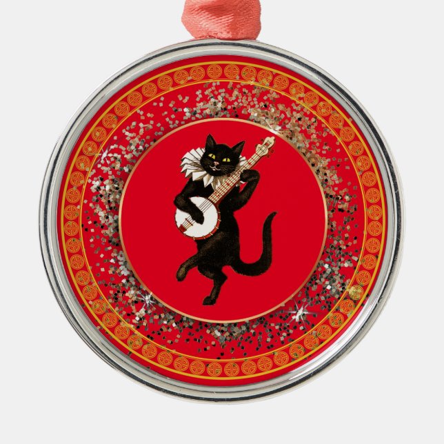 Ornamento De Metal O Gato Musical (Frente)