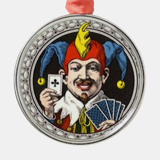 Ornamento De Metal O gráfico alegre do cartão de jogo do palhaço