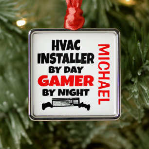 Ornamento De Metal O instalador HVAC ama Reproduzir Videos games PERS