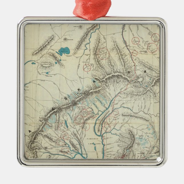 Ornamento De Metal O mapa de Sleem de Alaska central (Frente)