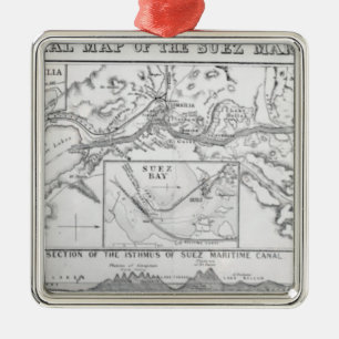 Ornamento De Metal O mapa oficial de Wyld do canal marítimo de Suez