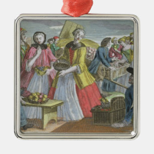 Ornamento De Metal O mercado de fruta (gravura colorida)