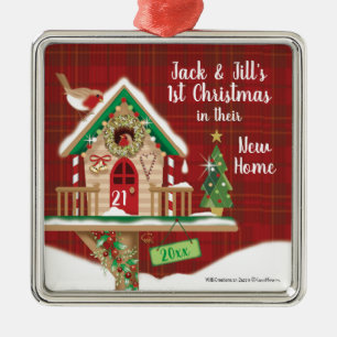 Ornamento De Metal ø Natal, sua casa nova, Birdhouse