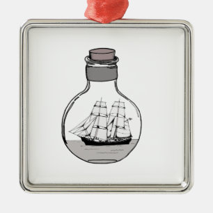 Ornamento De Metal O navio na lâmpada de vidro