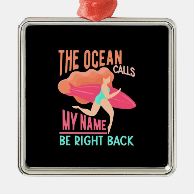 Ornamento De Metal O Oceano chama Surfer (Frente)