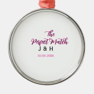 Ornamento De Metal O par perfeito rosa preto nome data casamento casa