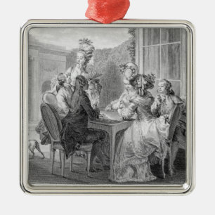 Ornamento De Metal O partido de Whist, 1783, gravado por Jean Dambrun